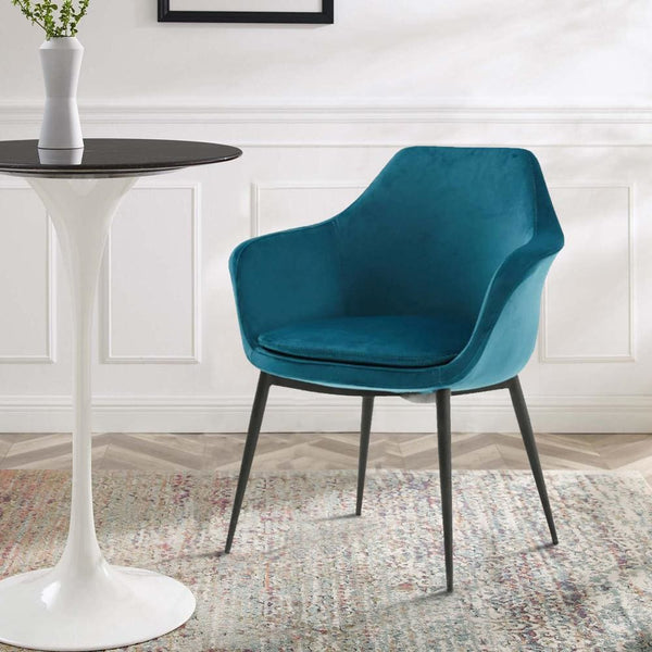 Velvet Upholstered Dining Chair with Padded Seat, Blue - BM221193