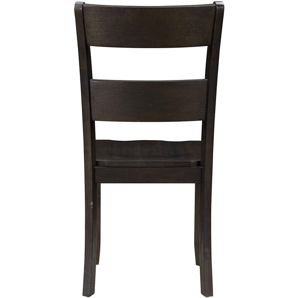 Transitional Wooden Side Chair with Ladder Backrest, Set of 2, Dark Brown - BM221384