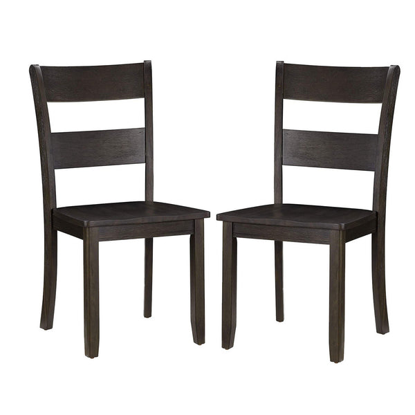 Transitional Wooden Side Chair with Ladder Backrest, Set of 2, Dark Brown - BM221384