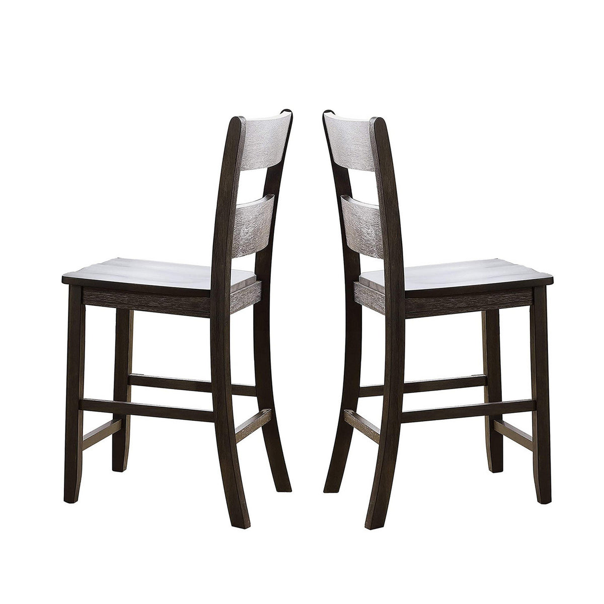 Wooden Counter Height Side Chair with Ladder Backrest, Set of 2, Dark Brown - BM221385