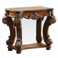 Royal Designed Wooden Side Table with Intricately Carved Body, Brown - BM221510