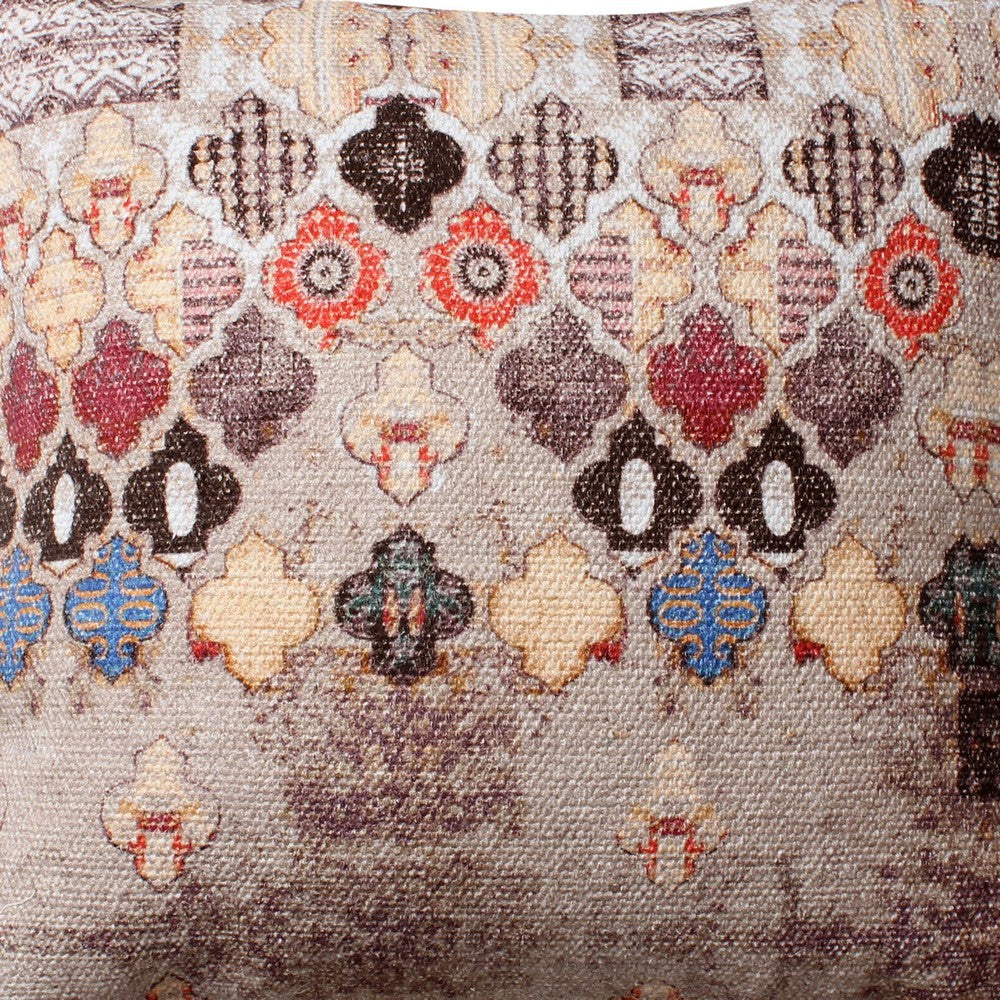 18 x 18 Square Cotton Accent Throw Pillow, Eastern Quatrefoil Print, Set of 2, Multicolor -BM221660