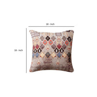 18 x 18 Square Cotton Accent Throw Pillow, Eastern Quatrefoil Print, Set of 2, Multicolor -BM221660