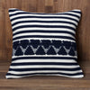 18 x 18 Handwoven Square Cotton Accent Throw Pillow, Classic Striped Pattern, Textured, Set of 2, White, Blue - BM221681