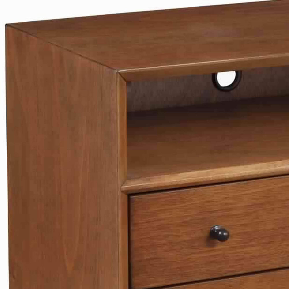 2 Drawer Wooden Nightstand with Open Compartment and Splayed Legs, Brown - BM222486