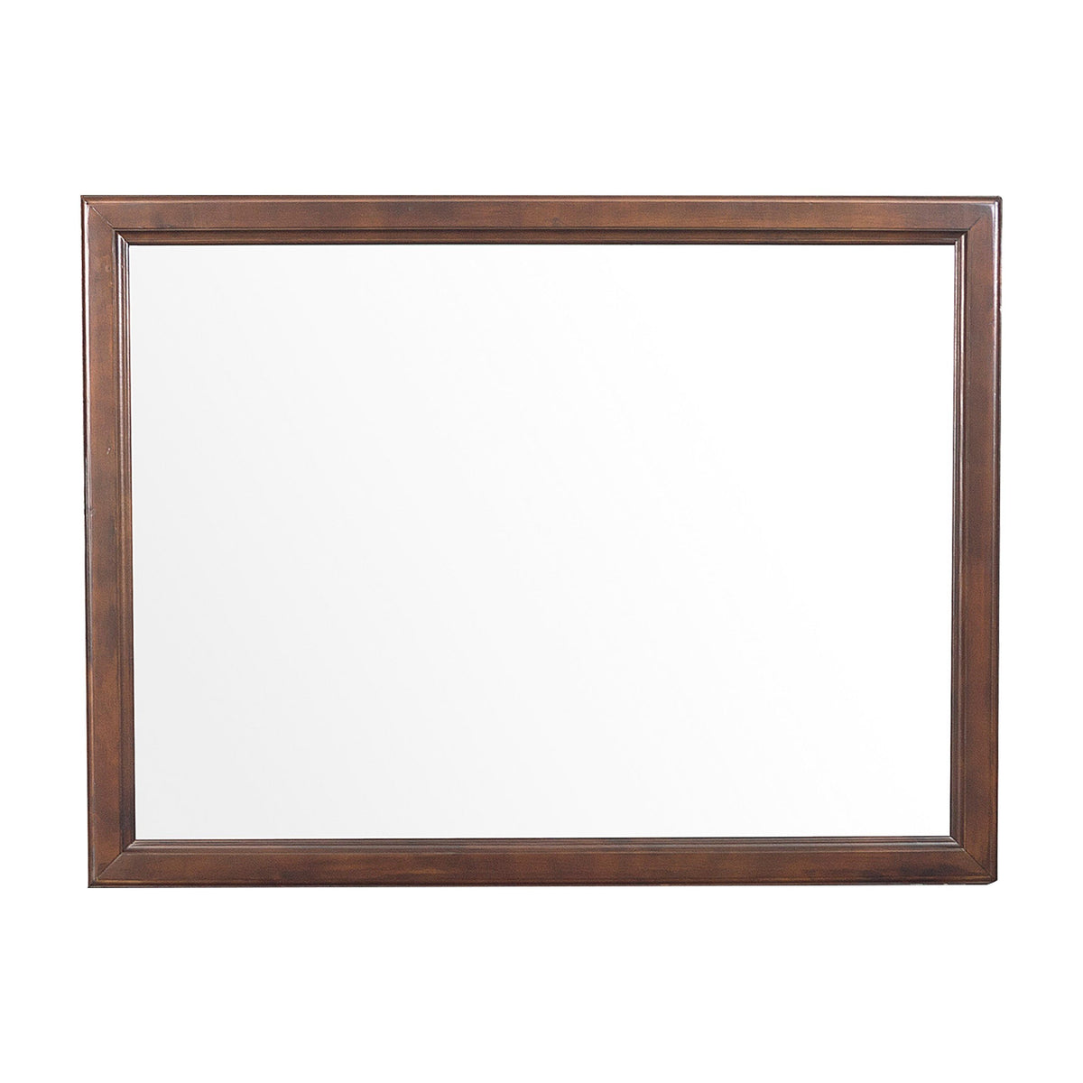 Wooden Square Mirror with Molded Details and Dual Texture, Brown - BM222704