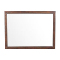 Wooden Square Mirror with Molded Details and Dual Texture, Brown - BM222704