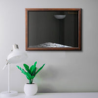 38 Inch Wooden Landscape Mirror, Molded Details, Dual Texture, Brown - BM222704