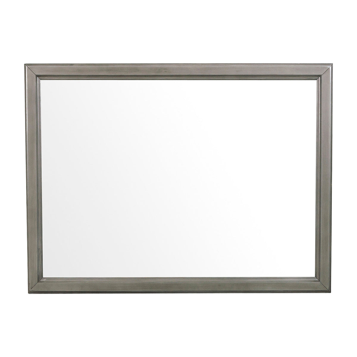 Wooden Square Mirror with Molded Details and Dual Texture, Gray - BM222706