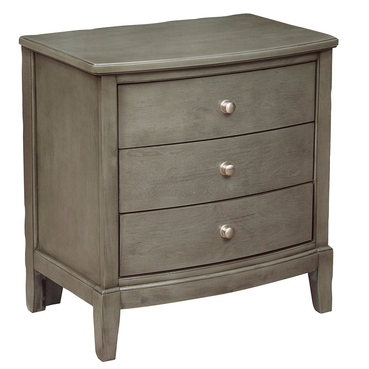Wooden Nightstand with 3 Spacious Drawers and Knobs, Gray - BM222726