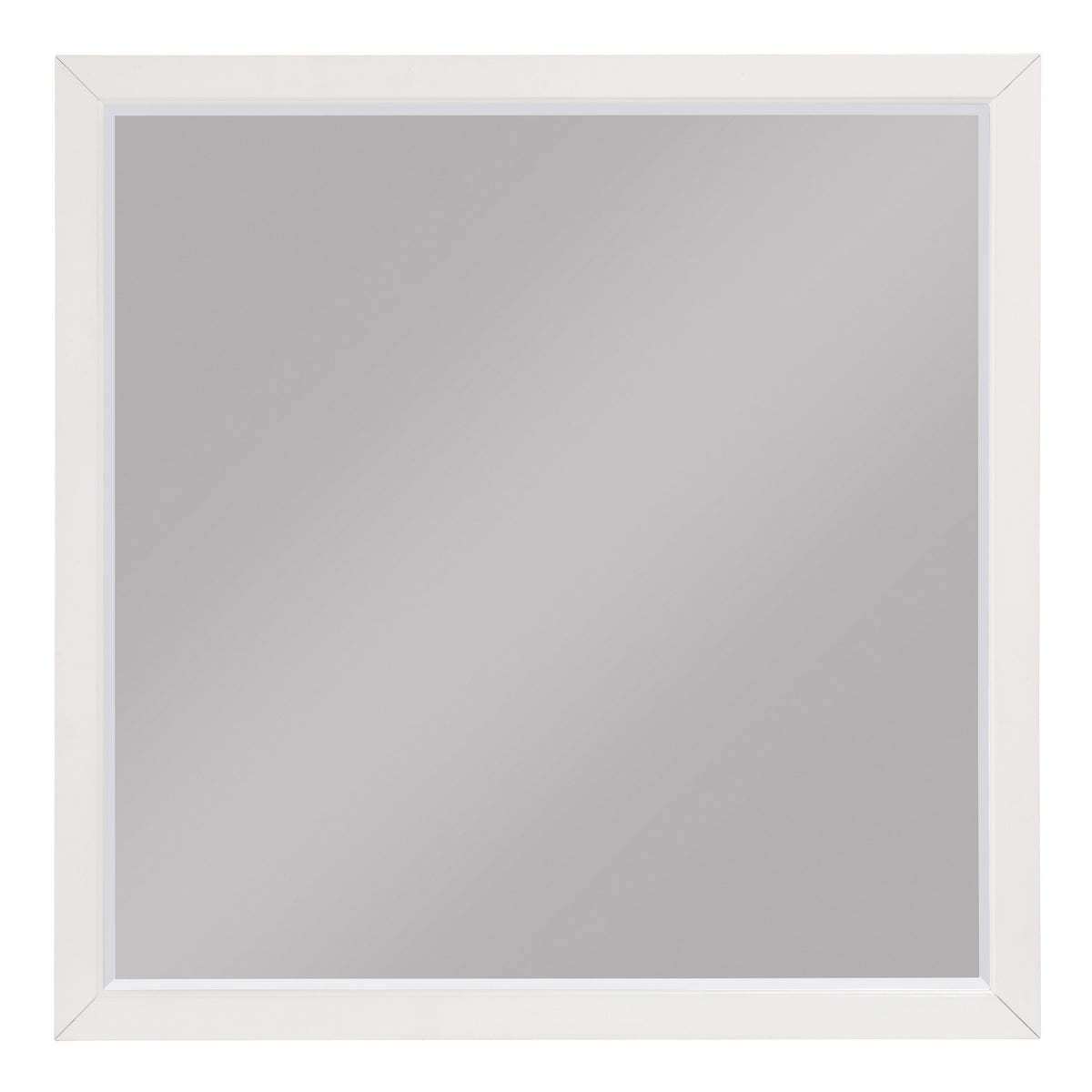 Transitional Style Square Wooden Frame Mirror, White - BM222740