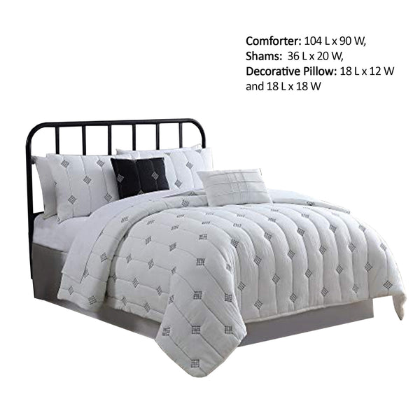 Bucharest 5 Piece Embroidered King Comforter Set with Pleats The Urban Port, White - BM222799