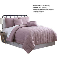 Bucharest 5 Piece Embroidered King Comforter Set with Pleats The Urban Port, Purple - BM222801