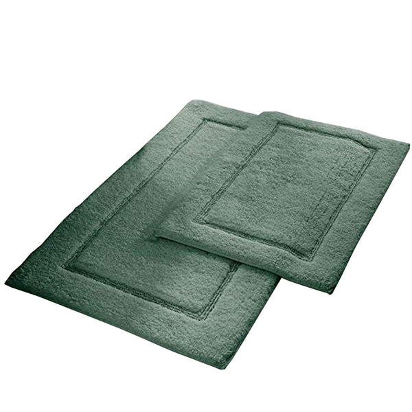 Nantes 2 Piece Fabric Bath Mat with Non Slippery Back The Urban Port, Dark Green - BM222843