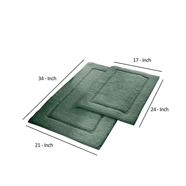 Nantes 2 Piece Fabric Bath Mat with Non Slippery Back The Urban Port, Dark Green - BM222843