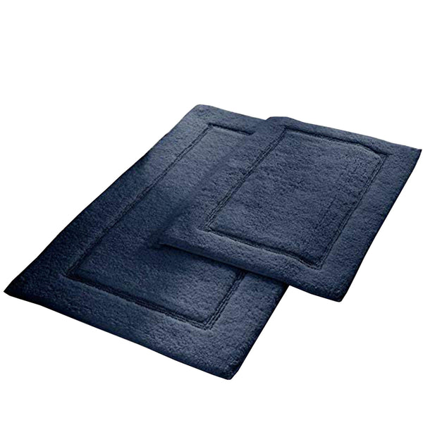 Nantes 2 Piece Fabric Bath Mat with Non Slippery Back The Urban Port, Dark Blue - BM222845