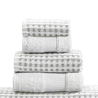 Porto 6 Piece Dual Tone Towel Set with Jacquard Grid Pattern The Urban Port, White - BM222848