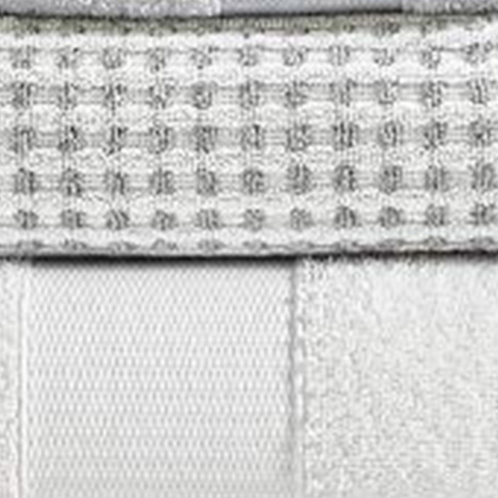 Porto 6 Piece Dual Tone Towel Set with Jacquard Grid Pattern The Urban Port, White - BM222848