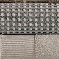 Porto 6 Piece Towel Set with Jacquard Grid Pattern The Urban Port, Beige and Gray - BM222849
