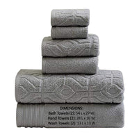 Granada 6 Piece Towel Set with Jacquard Stripe Pattern The Urban Port, Dark Gray - BM222854