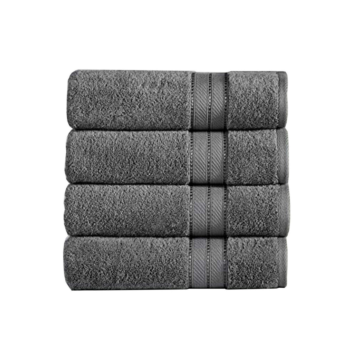 Bergamo 4 Piece Spun loft Fabric Towels with Stripe Pattern The Urban Port,Dark Gray - BM222860