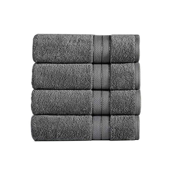 Bergamo 4 Piece Spun loft Fabric Towels with Stripe Pattern The Urban Port,Dark Gray - BM222860