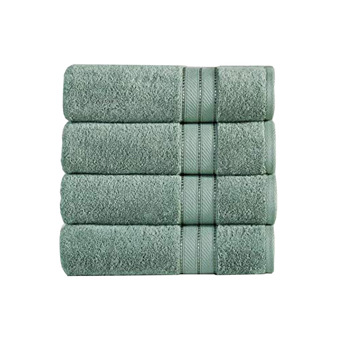 Bergamo 4 Piece Spun loft Fabric Towels with Striped Pattern The Urban Port, Green - BM222862