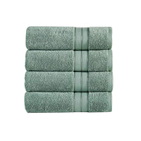 Bergamo 4 Piece Spun loft Fabric Towels with Striped Pattern The Urban Port, Green - BM222862