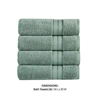 Bergamo 4 Piece Spun loft Fabric Towels with Striped Pattern The Urban Port, Green - BM222862