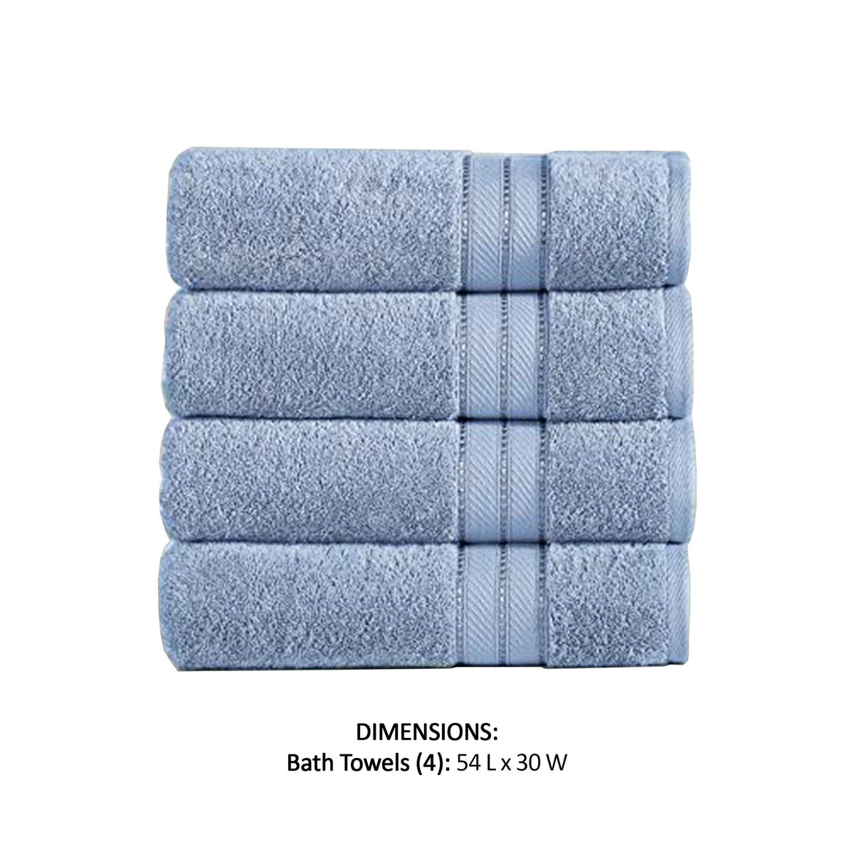 Bergamo 4 Piece Spun loft Fabric Towels with Striped Pattern The Urban Port, Blue - BM222863
