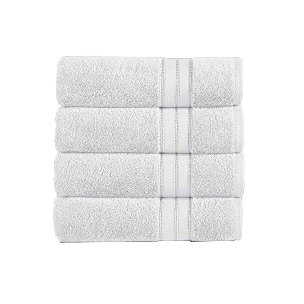 Bergamo 4 Piece Spun loft Towels with Stripes and Twill Weave The Urban Port, White - BM222865