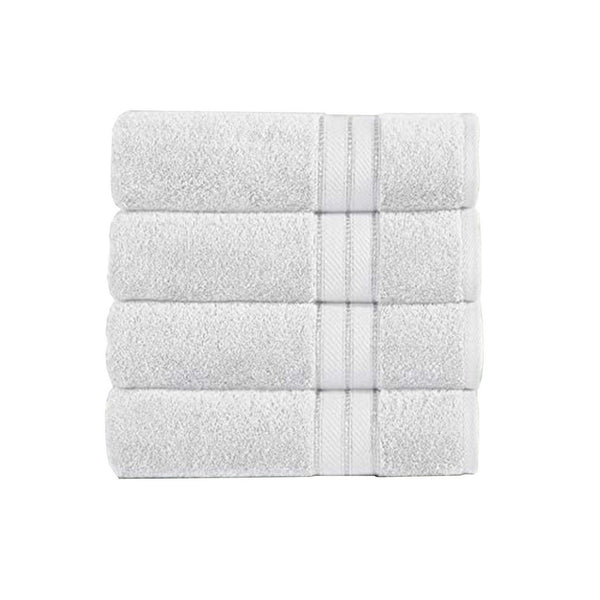 Bergamo 4 Piece Spun loft Towels with Stripes and Twill Weave The Urban Port, White - BM222865