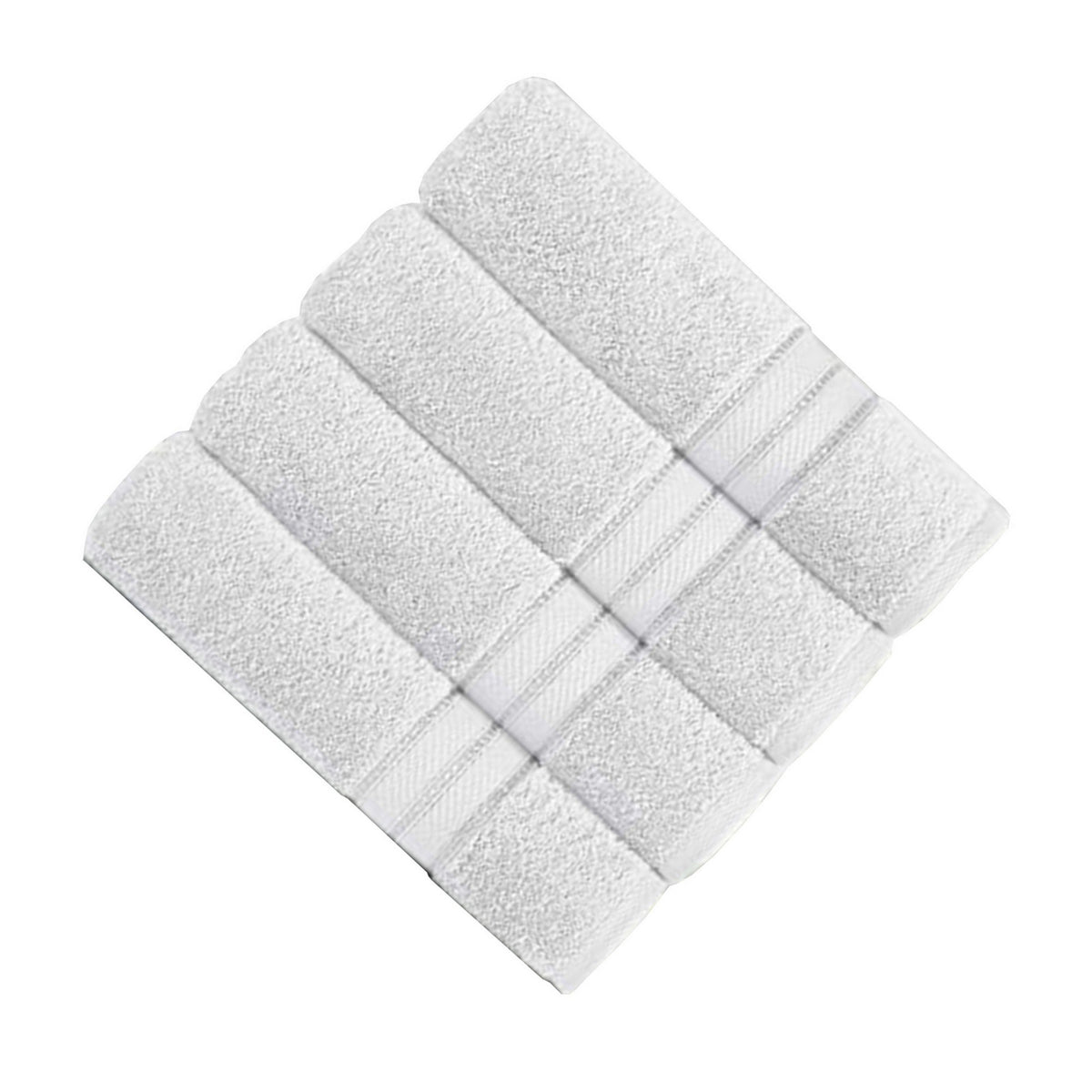 Bergamo 4 Piece Spun loft Towels with Stripes and Twill Weave The Urban Port, White - BM222865