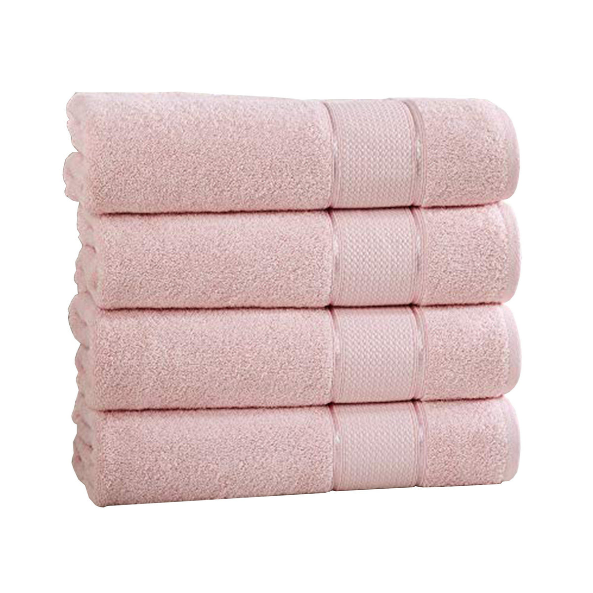 Bergamo 4 Piece Spun loft Bath Sheets with Twill Weaving, Pink - BM222866