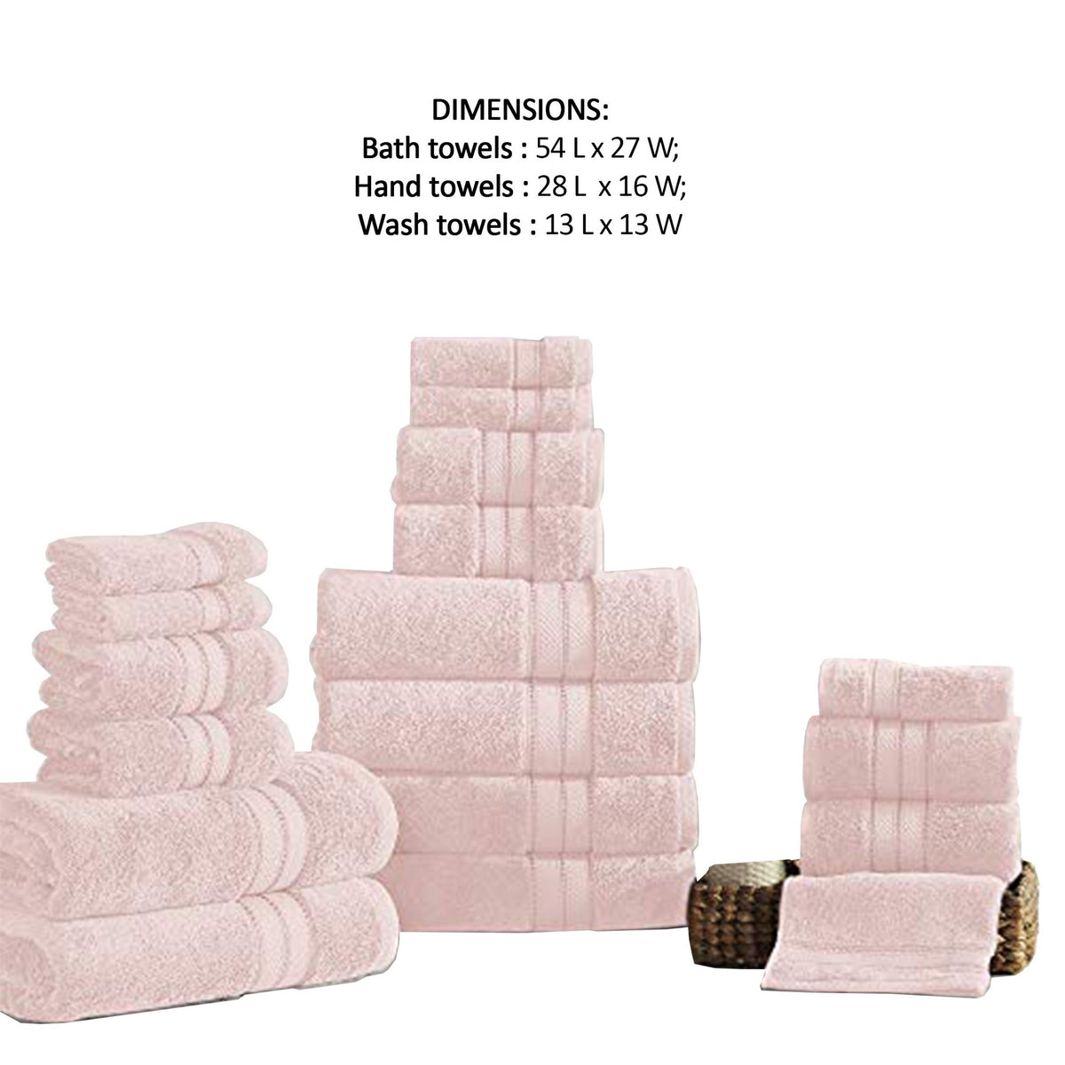 Bergamo 18 Piece Spun loft Towel Set with Striped Pattern, Pink - BM222874