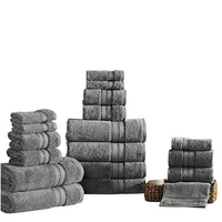 Bergamo 18 Piece Spun loft Towel Set with Twill Weave The Urban Port, Charcoal Gray - BM222876