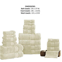 Bergamo 18 Piece Spun loft Towel Set with Twill Weave The Urban Port, Cream - BM222877
