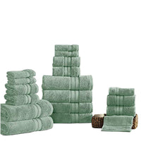 Bergamo 18 Piece Spun loft Towel Set with Striped Pattern The Urban Port, Green - BM222878