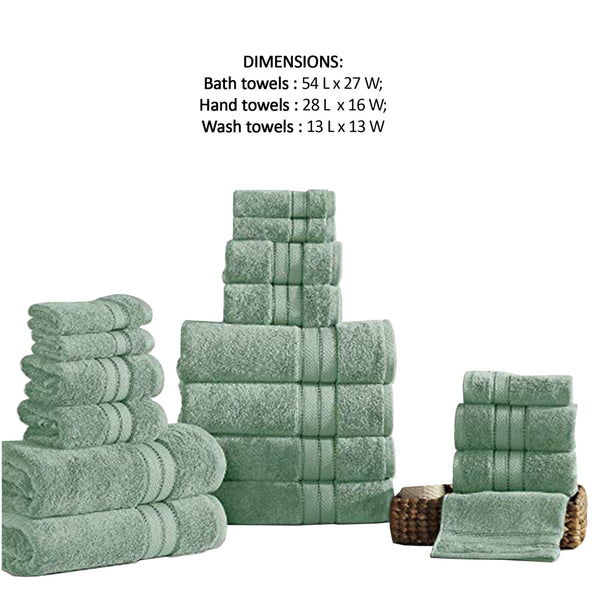 Bergamo 18 Piece Spun loft Towel Set with Striped Pattern The Urban Port, Green - BM222878