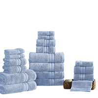 Bergamo 18 Piece Spun loft Towel Set with Striped Pattern The Urban Port, Blue - BM222879