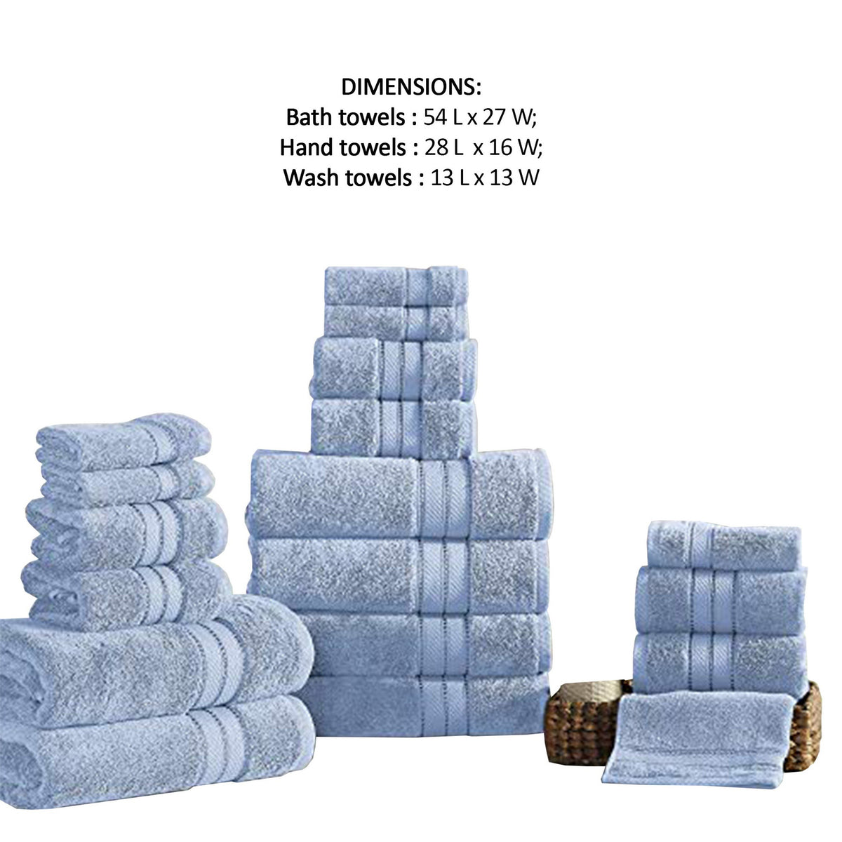 Bergamo 18 Piece Spun loft Towel Set with Striped Pattern The Urban Port, Blue - BM222879