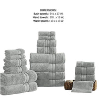 Bergamo 18 Piece Spun loft Towel Set with Striped Pattern The Urban Port, Gray - BM222880