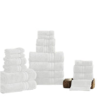 Bergamo 18 Piece Spun loft Towel Set with Striped Pattern The Urban Port, White - BM222881