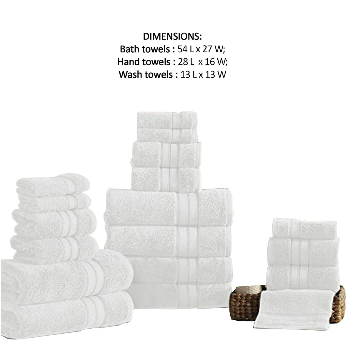 Bergamo 18 Piece Spun loft Towel Set with Striped Pattern The Urban Port, White - BM222881