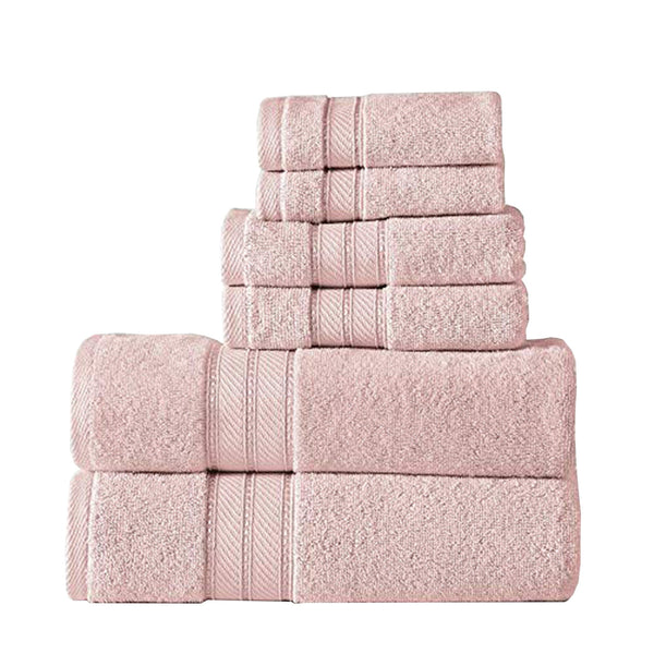 Bergamo 6 Piece Spun loft Towel Set with Twill Weaving, Pink - BM222882