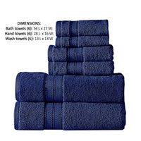 Bergamo 6 Piece Spun loft Towel Set with Twill Weaving The Urban Port, Dark Blue - BM222883