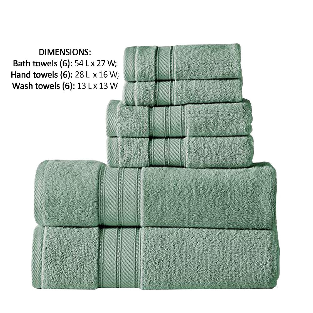 Bergamo 6 Piece Spun loft Towel Set with Twill Weaving The Urban Port, Green - BM222886