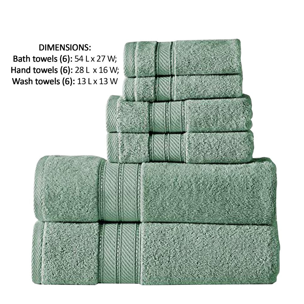 Bergamo 6 Piece Spun loft Towel Set with Twill Weaving The Urban Port, Green - BM222886