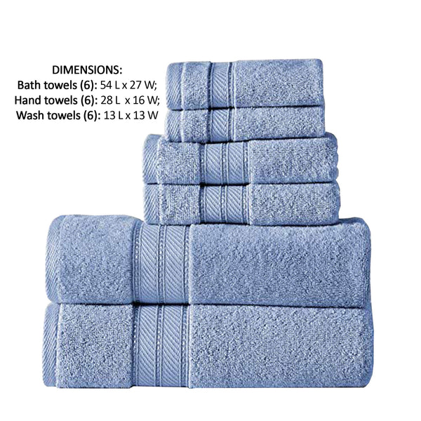 Bergamo 6 Piece Spun loft Towel Set with Twill Weaving The Urban Port, Blue - BM222887