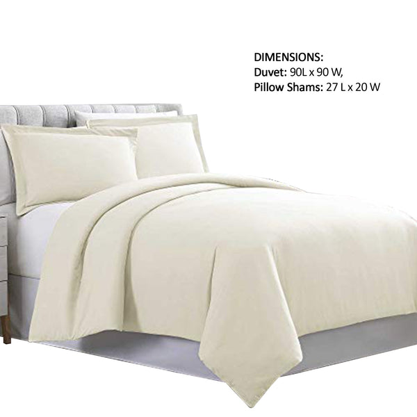 Horten 3 Piece Full Size Microfiber Duvet Set The Urban Port, Off White - BM222964